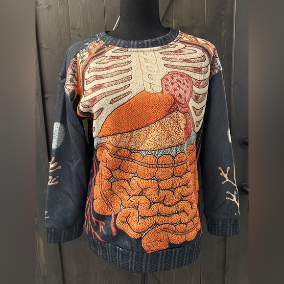 Source Unknown Sweaters - Women's Black Anatomical Print Light-weight Sweatshirt - Size M
